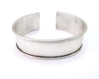 Bracelet Blanks  Cuff Blanks Adjustable Bracelet Blank Antique Silver Plated Brass ( 20mm ) G8194