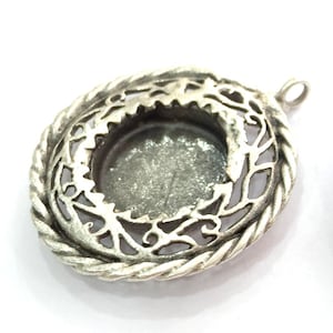 Antique Silver Plated Brass  Mountings , Blanks (15 mm blank) G3493