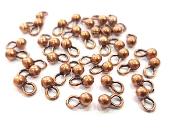 Copper Charm, Dangle Ball Beads, Bracelet Parts, Necklace Metarials, Anklet Charms, Antique Copper Plated Tiny Beads (4,5 mm) G17065