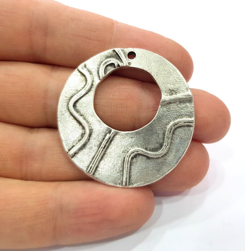 40mm 2 Silver Charms Antique Silver Plated Charms G16682