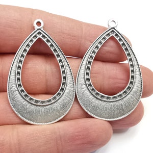 Ethnic Drop Charms Antique Silver Plated Charms (48x32mm)  G27902