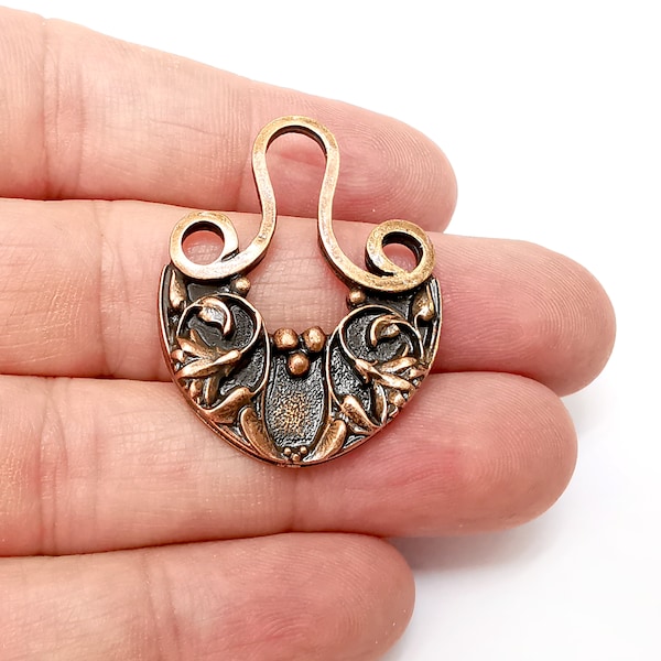 Copper Flower Charms, Dangle Charms, Earring Charms, Copper Pendant, Necklace Parts, Antique Copper Plated 38x29mm G35863