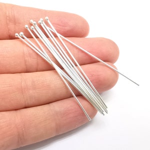 Sterling Silver Ball Head Long Pins 2.2&#39;&#39;, 18ga (Length 2.2 inch- 55mm) (Thickness 1mm - 18 Gauge) 925 Solid Silver Ball Head pin G30038