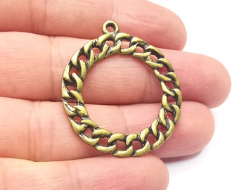 Round Twisted Circle, Chain look Circle, Antique Bronze Plated Circle Findings (25mm)  G28652