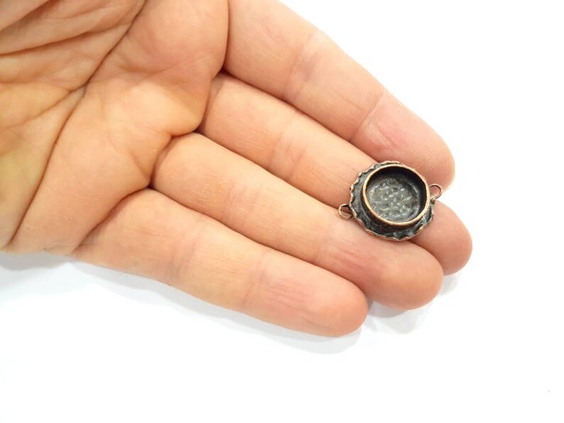G11966 14mm Antique Copper Connector Pendant Blank Mosaic Base Blank inlay Necklace Blank Resin Blank Mountings Copper Plated Brass