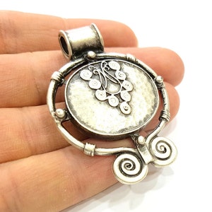 Antique Silver Tribal Pendants Ethnic Pendant 54x40mm Antique Silver Plated G6681 image 4