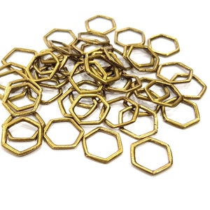 20 conectores hexagonales de bronce antiguo. Conector de metal chapado en bronce antiguo (13 mm) G12399