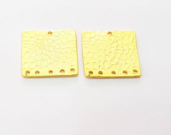 2 Gold Plated Square Connector Gold Plated Brass Charms (21mm)  G8492