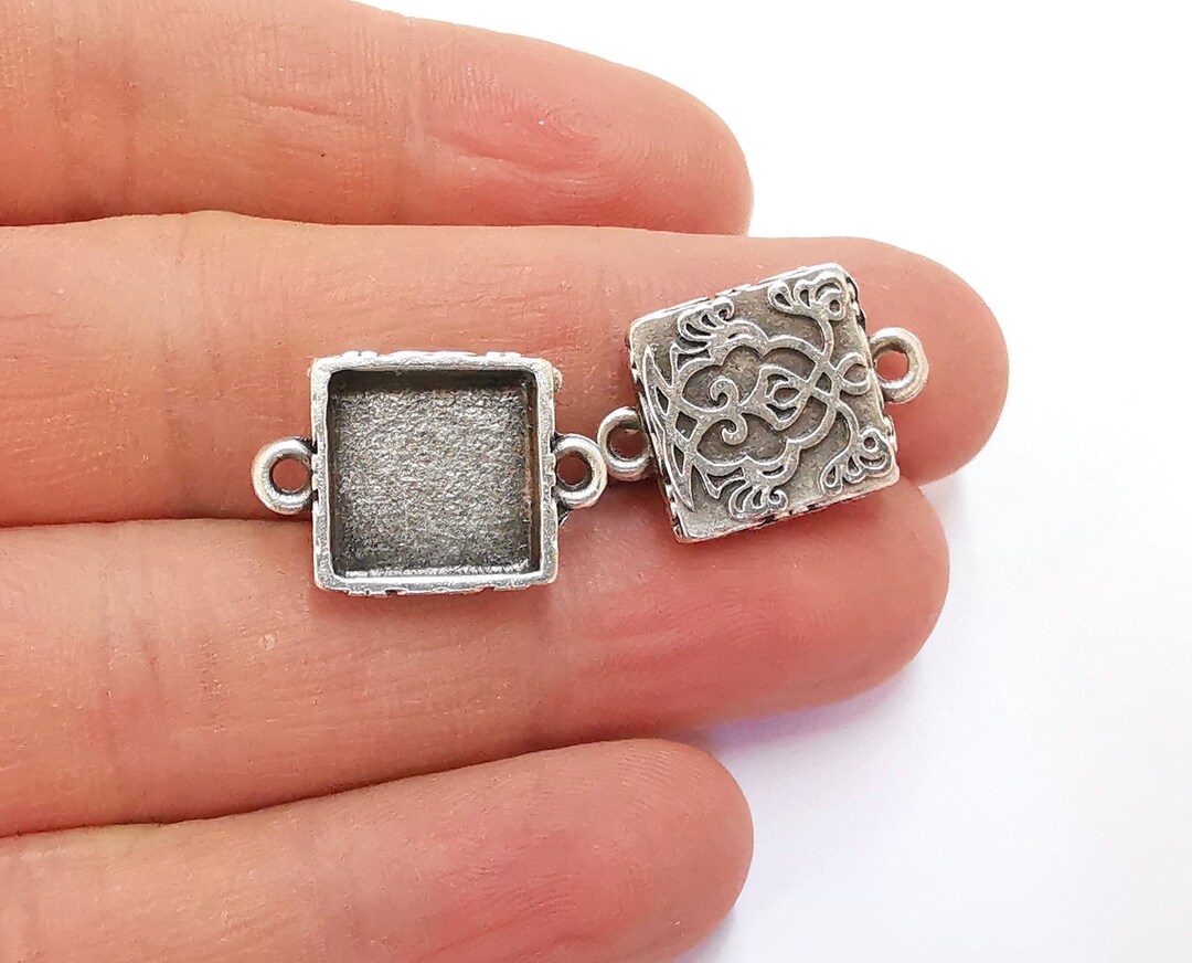 thumbnail image 2 of Sun Charms Blank Resin Bezel Mosaic Mounting – Antique Silver Plated Pendant – Turkey 2 of 4