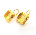 Earring Blank Base Settings Gold Resin Blank Cabochon Bases inlay Blank Mountings Gold Plated Brass (10x10mm blank) 1 Set  G14543 product logo