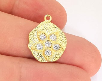 Gold Plated Sterling Silver Flower Charms 925 Silver Charms (20x15mm) AG22010
