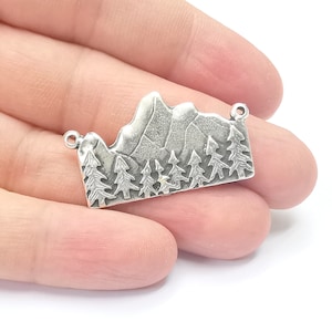 Clif Mountain Landscape Rock Forest Pendant Charms Antique Silver Plated Pendant (38x21mm) G26711