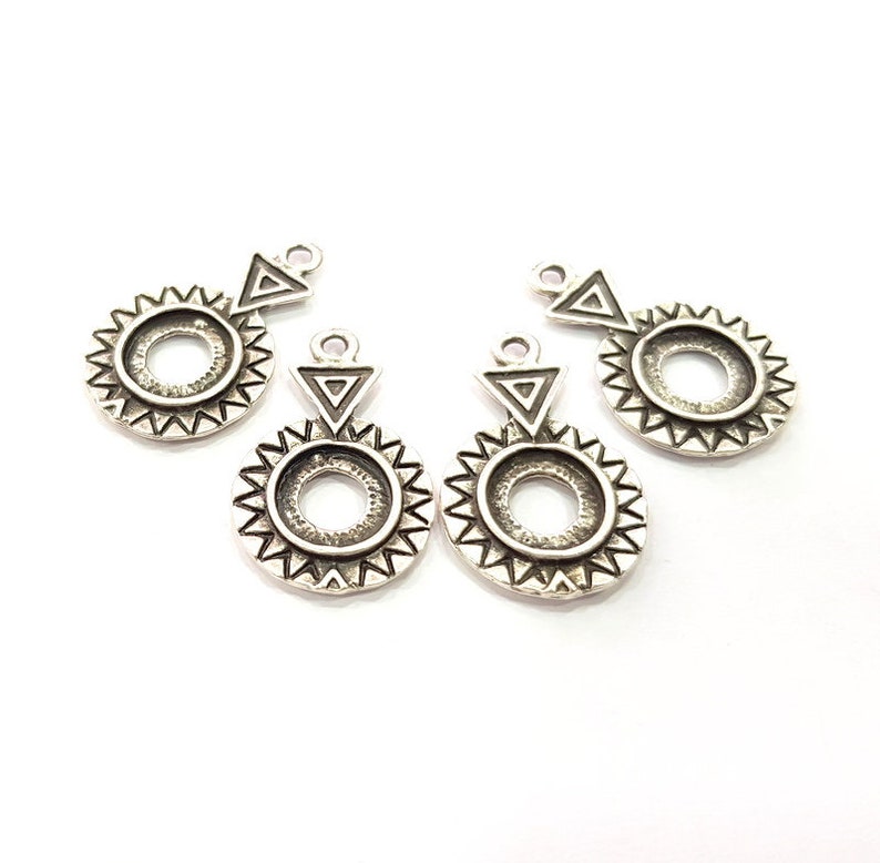 4 Silver Charms Antique Silver Plated Charms 26x18mm G20409 Etsy