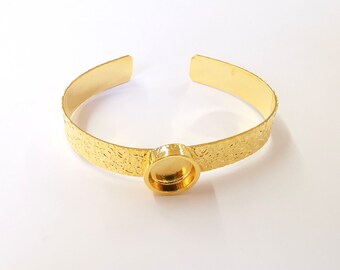 Bracelet Blank Resin Cuff Dry Flower inlay Blank Cuff Bezel Glass Cabochon Base Textured Adjustable Shiny Gold Plated (12mm ) G23410