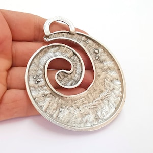 Spiral Pendant Antique Silver Plated Pendant (93x76mm) G20212 image 2