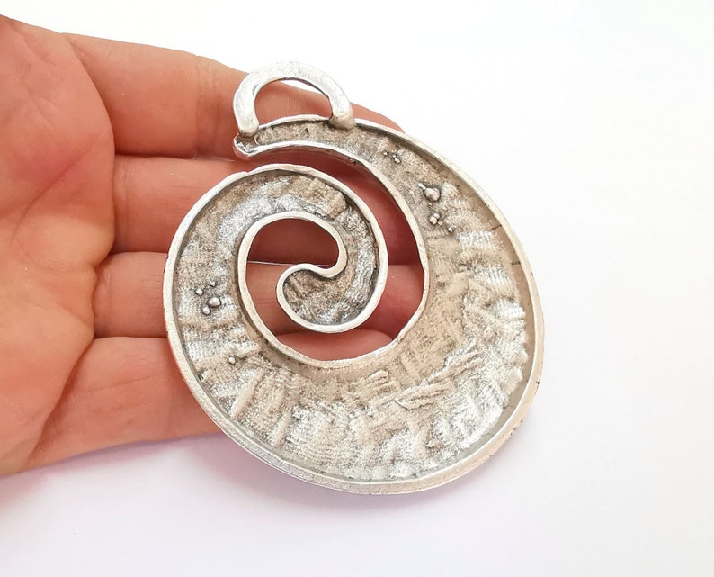Spiral Pendant Antique Silver Plated Pendant (93x76mm) G20212 image 2