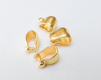 Bail Connector, 24k Shiny Gold Plated Brass, Nickel Free Lead Free, Jewelry Pendant Making Supplies, G37472
