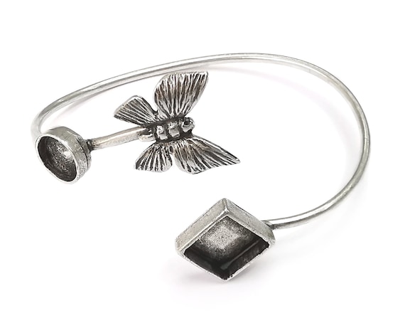 Butterfly Bracelet Blank Resin Cuff Dry Bezel Glass Cabochon Base