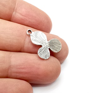 Flower, Leaf Charms, Antique Silver Plated (22x14mm) G34330
