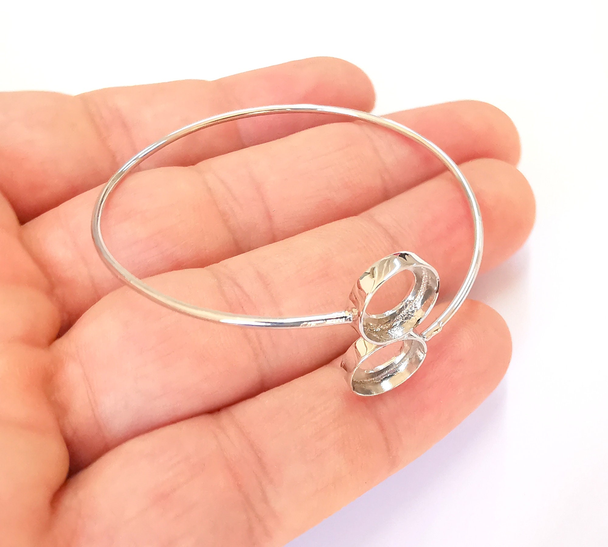 Sterling Silver Bracelet Blank Bezel 925 Silver Cuff Base Etsy