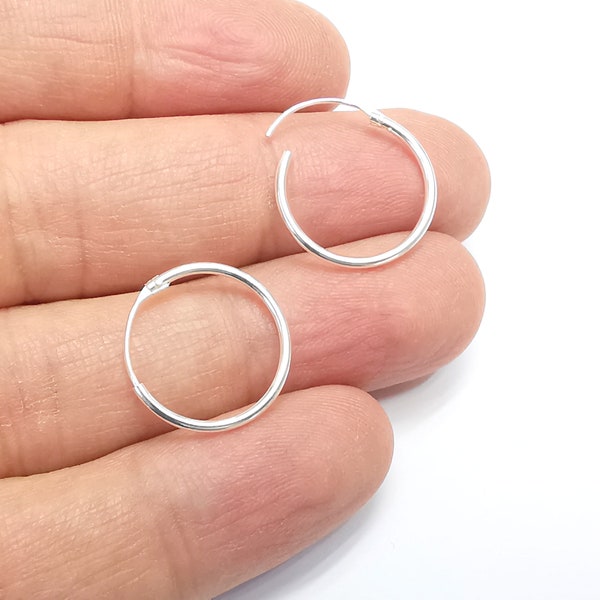 Solid Sterling Silver Earring Hoop, Piercing Wire with Ball Bead 925 Silver Earring Findings (17mm) G30016