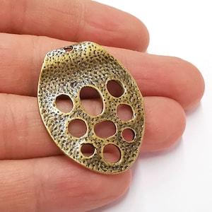 2 Hammered Charms Antique Bronze Plated Charms (42x31mm)  G21106