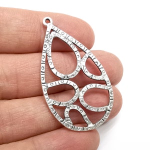 Drop Charms, Antique Silver Plated Dangle Charms (48x27mm) G33448