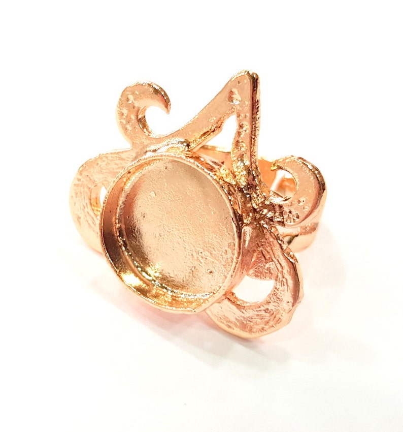 G6461 16 mm blank Rose Gold Ring Blank Base Bezel Settings Cabochon Base Mountings Adjustable