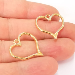 Heart Charms 24k Shiny Gold Plated Charms (23x22mm)  G23288