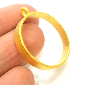 Base de bisel dorado para collar, monturas en blanco, latón chapado en oro (30 mm en blanco) G26377