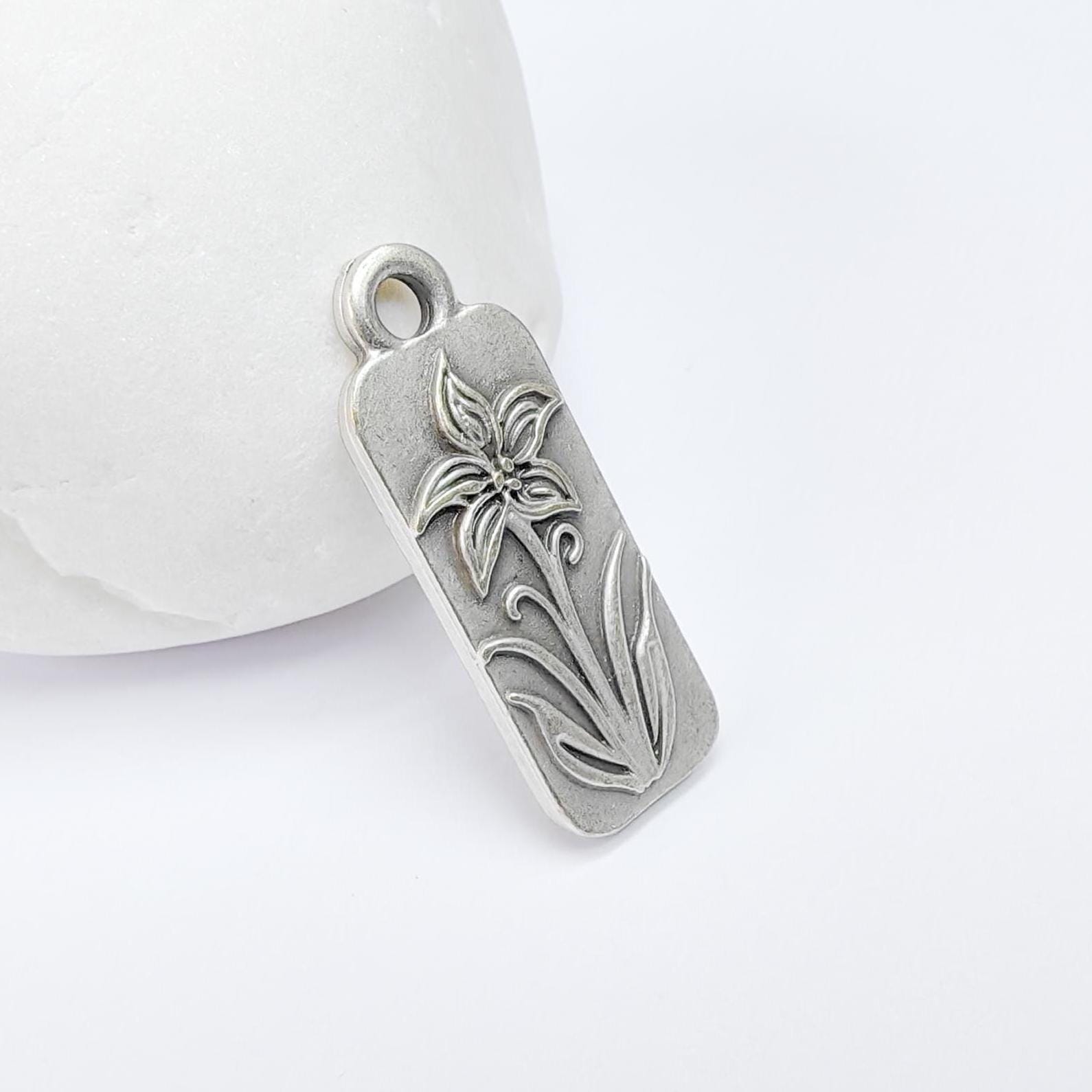 Sterling Silver Lily Flower Pendant Necklace, Mothers Day