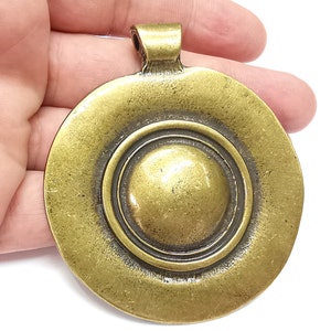 Ethnic Disc Pendant, Antique Bronze Plated (80x69mm) G28687
