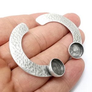 Hammered Earring, Dangle Earring Blank, Antique Silver Plated Brass Earring Base (12mm blanks ) G33981