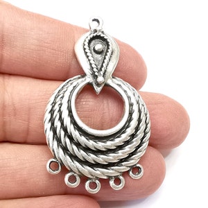 Twisted Charms, Connector Dangle Charms Antique Silver Plated (51x30mm) G33499