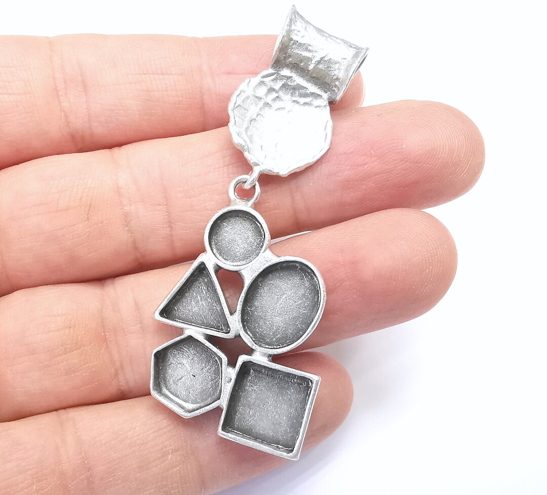 Geometric Pendant Blank Resin Bezel Mounting Cabochon Base