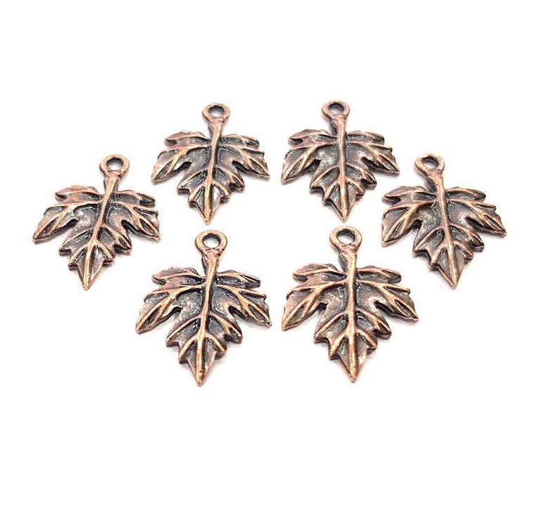 8 Copper Leaf Charm Antique Copper Charm Antique Copper Plated Etsy