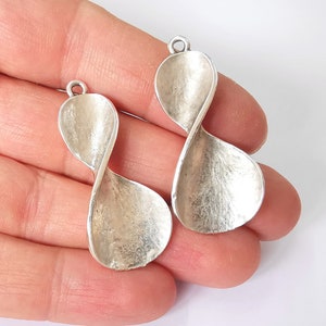 Curvy Dangle Charms Antique Silver Plated Charms (46x20mm)  G24894