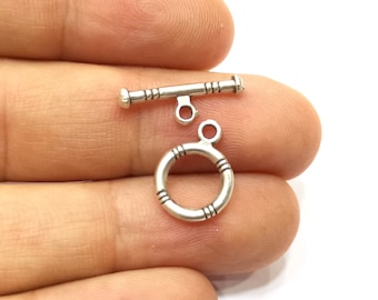 Toggle Clasps 10 sets Antique Silver Plated Toggle Clasp Findings 16x12mm+19x6mm  G18136