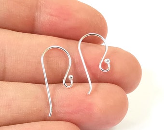 Solid Sterling Silver Earring Hook 925 Silver Earring Wire Findings (20mm) G30397