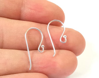 Solid Sterling Silver Earring Hook 925 Silver Earring Wire Findings (27mm) G30397