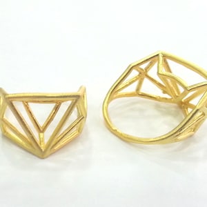 Geometric Ring Blank  (11x11x11mm blank), Gold Plated  Brass , Findings  G3047