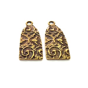 Antique Bronze Charm Antique Bronze Plated Metal  (39x16mm) G14172
