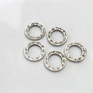 5 elementi per ciondoli a cerchio in argento, connettore in metallo placcato argento antico (14 mm) G10949