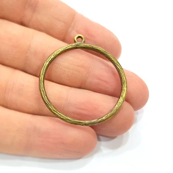 Ring Circle Charm Antique Bronze Charm Antique Bronze Plated Metal Charms (36mm) G11216