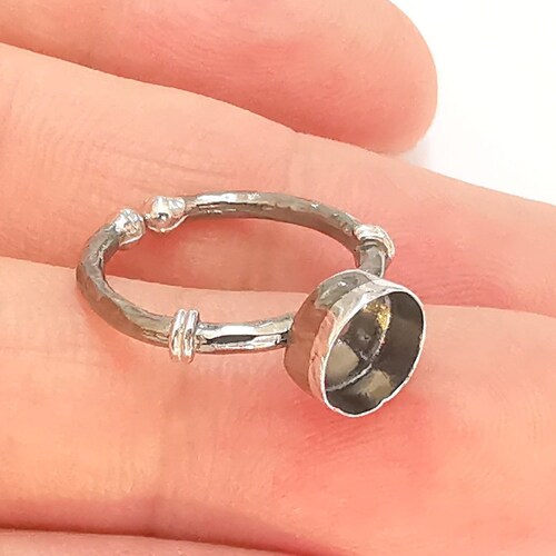 Ring Blank 8x8mm Round Blank Adjustable Thai Sterling Silver Etsy