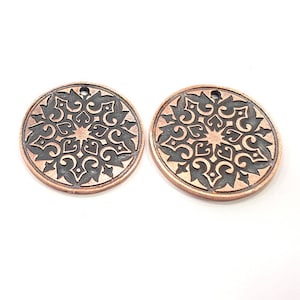 2 Copper Charm Antique Copper Charm Antique Copper Plated Metal (30mm) G11273