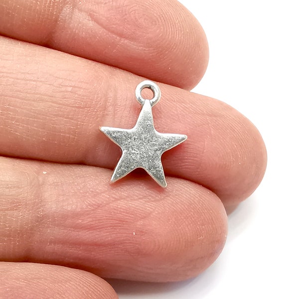 Star Charms Antique Silver Plated Charms (15x13mm) G29647