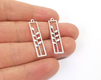Wheat ear Leaves Plant charms Antique silver plated charms (33x8mm)  G24419