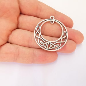 Silver Connector Charms Antique Silver Plated Charms (43x39mm) G23177 image 2