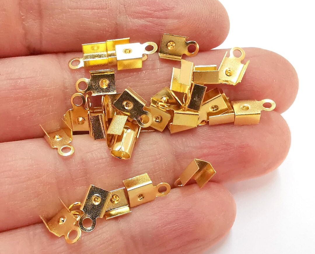 40 Gold Cord Ends Findings Gold Plated 9x5mm G21334 Etsy